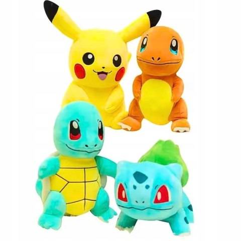 Maskotka Komplet 4 Pluszaków Pokemon 25 cm Przytulanki Pikachu Charmander